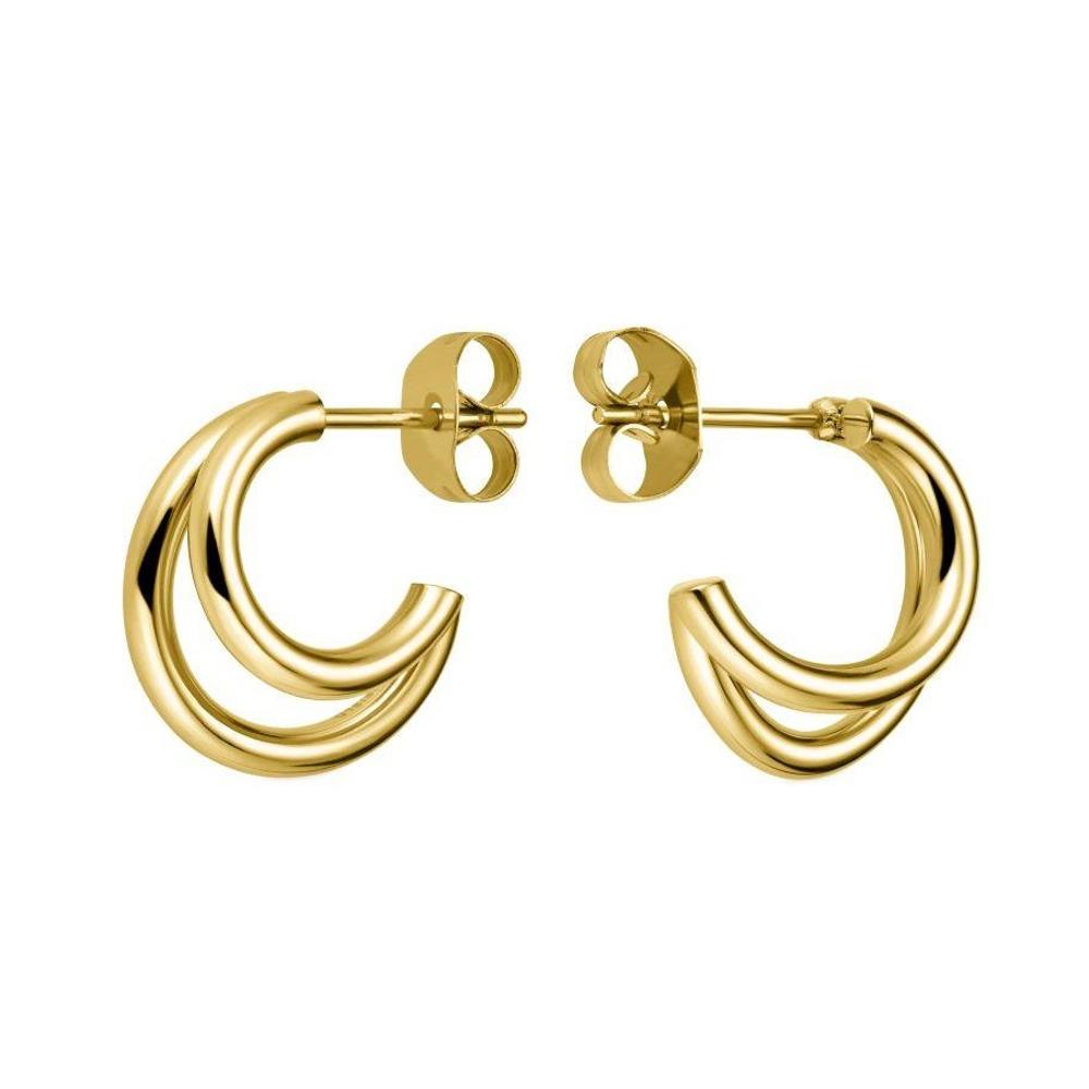 ROSEFIELD Earrings Double Hoops Gold Stainless Steel JEDHG-J575