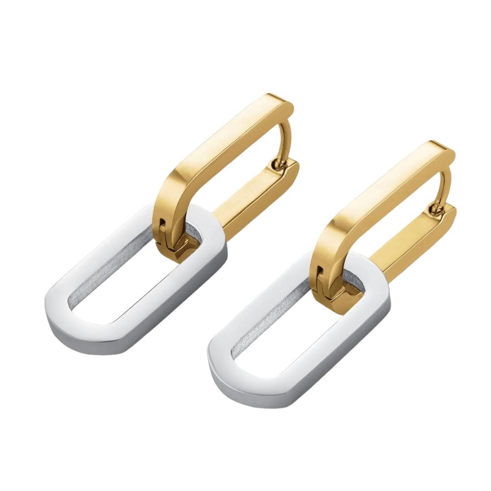 ROSEFIELD Earrings Duotone Link Hoops Stainless Steel JEDLG-J712