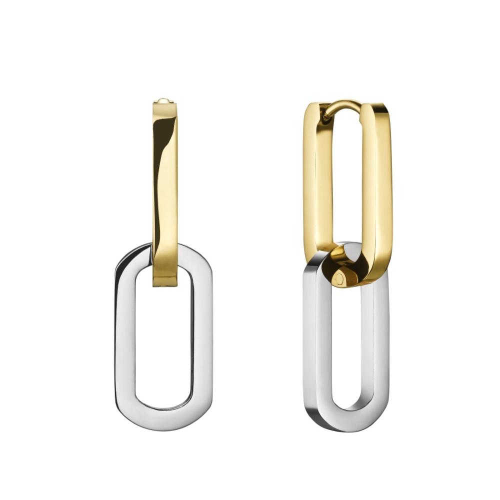 ROSEFIELD Earrings Duotone Link Hoops Stainless Steel JEDLG-J712
