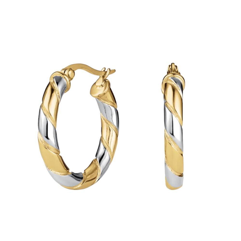 ROSEFIELD Earrings Duotone Swirl Hoops Stainless Steel JEDSG-J711