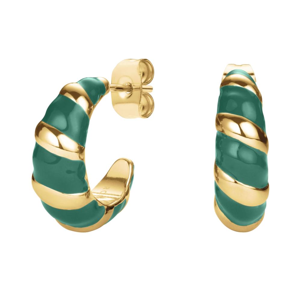 ROSEFIELD Earrings Emerald Croissant Hoops  Stainless Steel JEECG-J717
