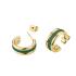 ROSEFIELD Earrings Triple Hoop Emerald Stainless Steel JEETG-J716 - 1