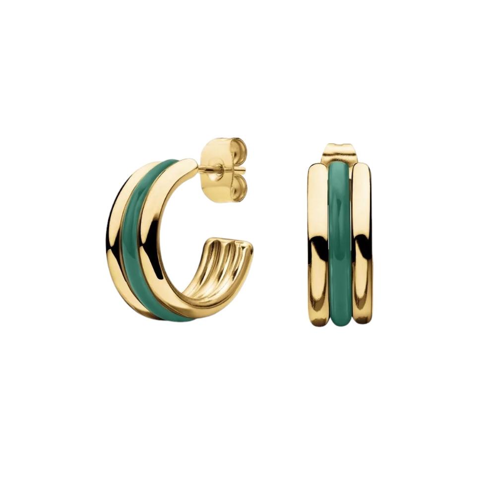ROSEFIELD Earrings Triple Hoop Emerald Stainless Steel JEETG-J716