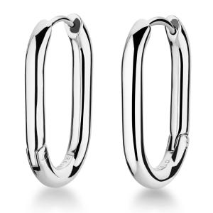 ROSEFIELD Earrings Oval Hoops Silver Stainless Steel JEOLS-J568 - 26725