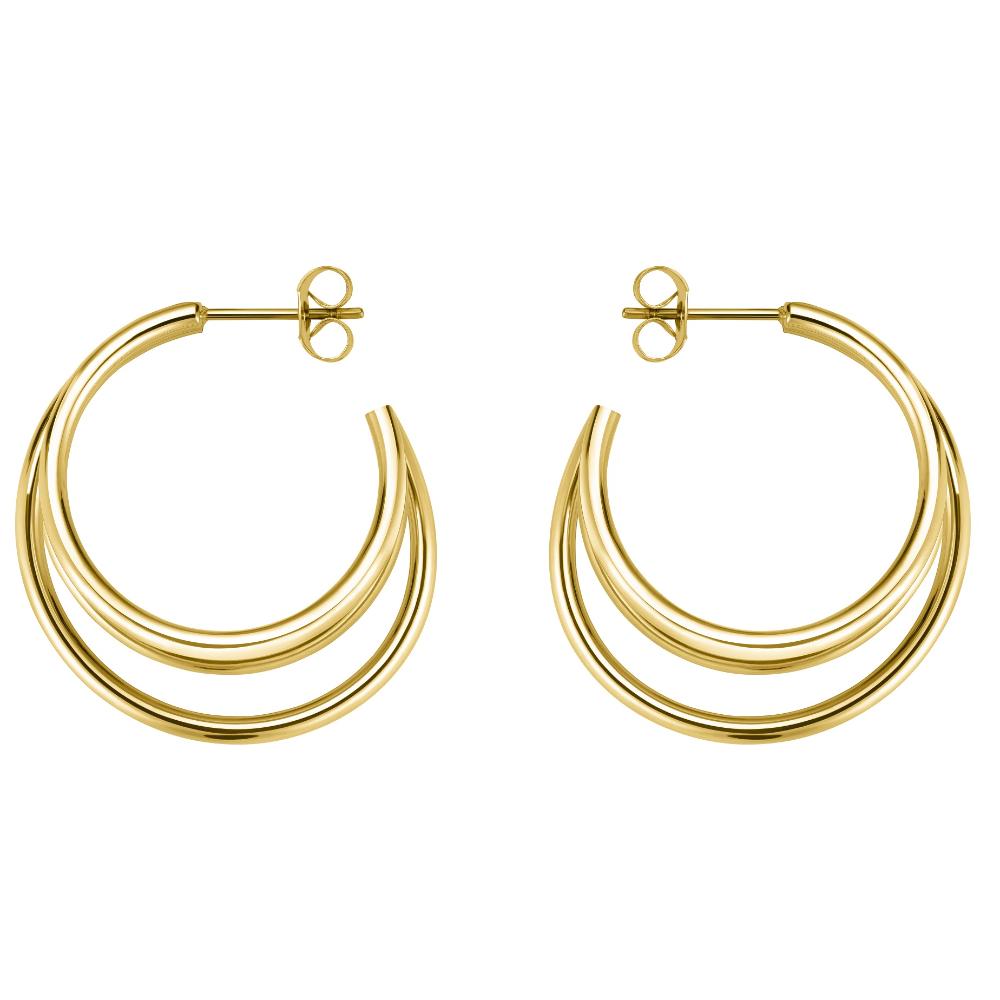 ROSEFIELD Earrings Triple Hoops Gold Stainless Steel JETHG-J573