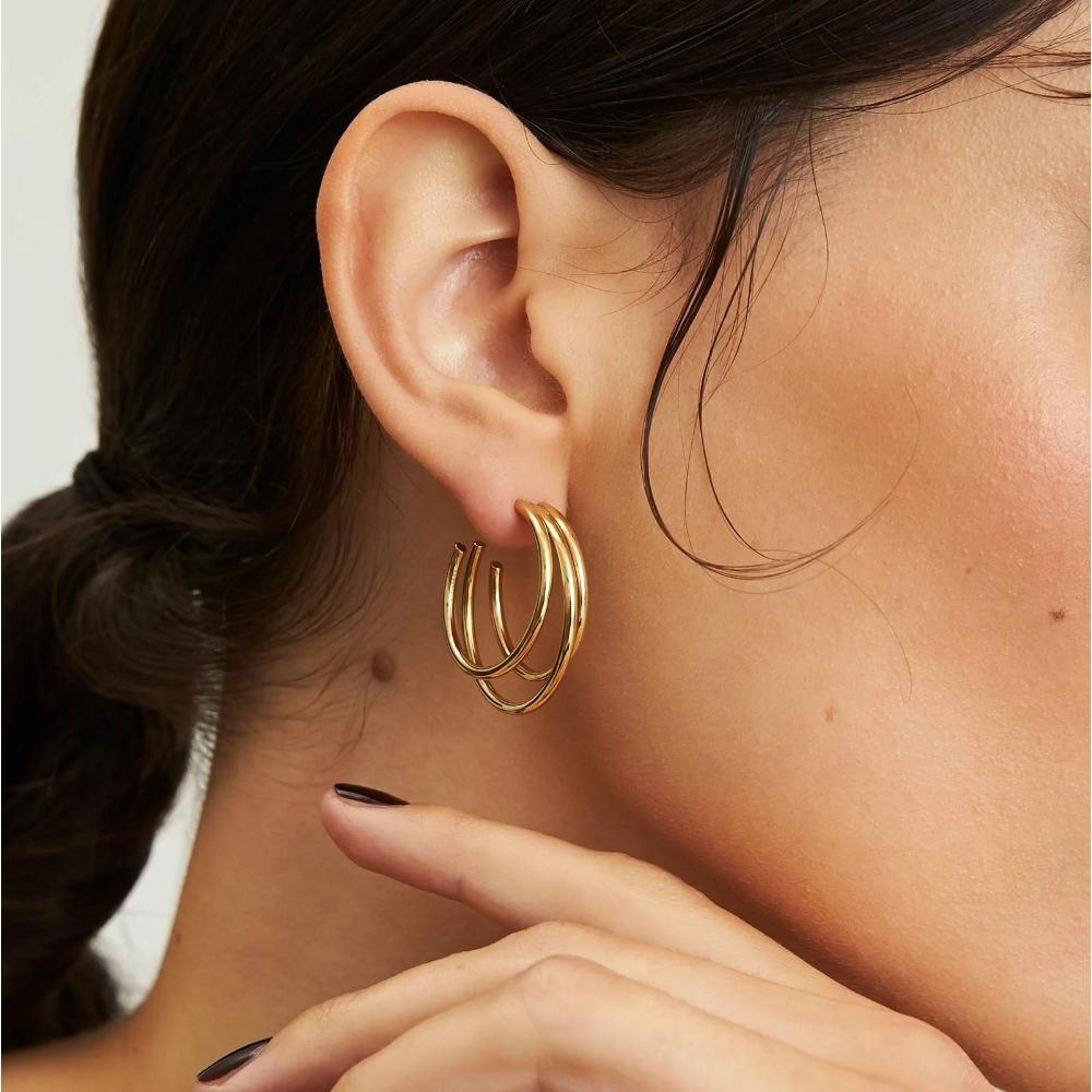 ROSEFIELD Earrings Triple Hoops Gold Stainless Steel JETHG-J573