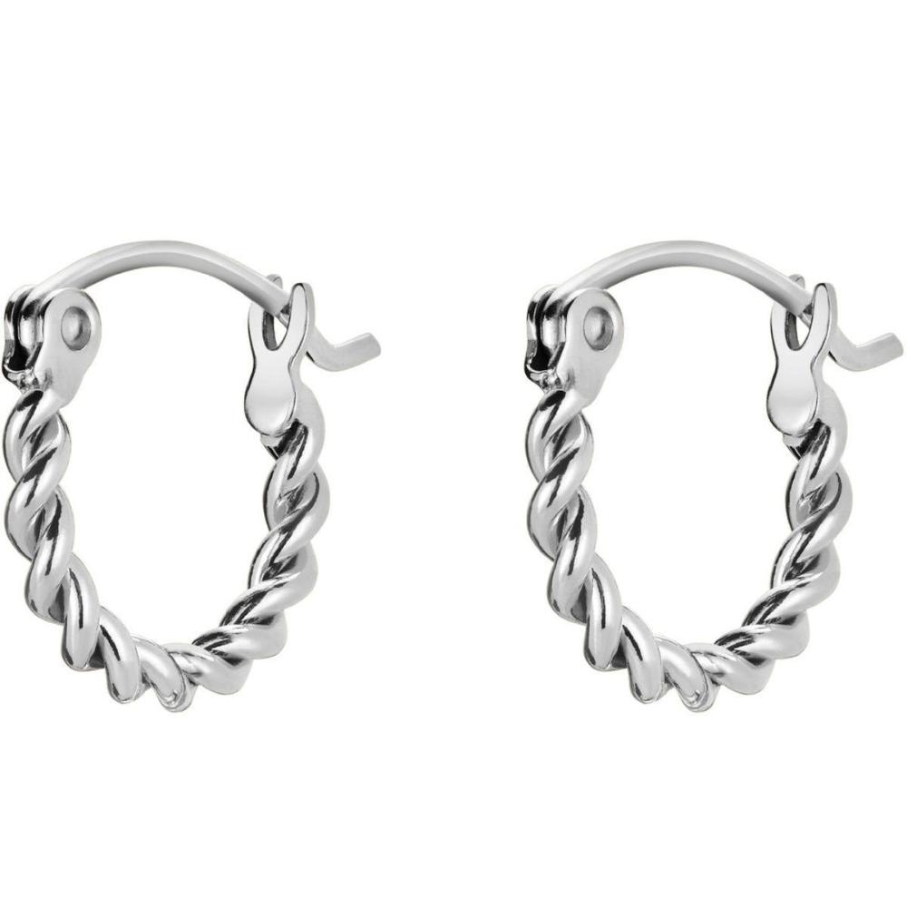 ROSEFIELD Earrings Twisted Hoops Silver Stainless Steel JETHS-J578