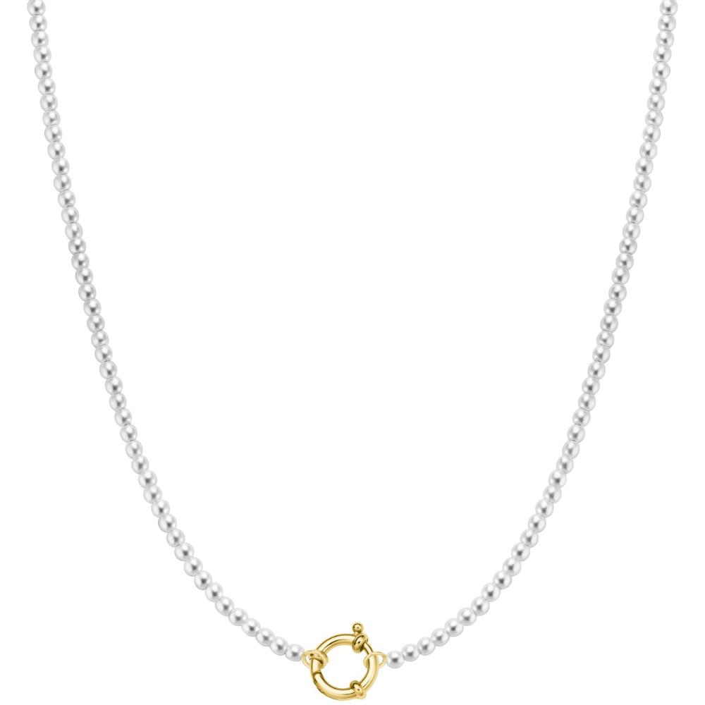 ROSEFIELD Mini Pearl Necklace Gold Stainless Steel JNMPG-J620