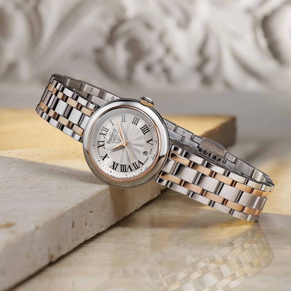 TISSOT Bellissima White Dial 26mm Two Tone Rose Gold Stainless Steel Bracelet T126.010.22.013.01 - 8