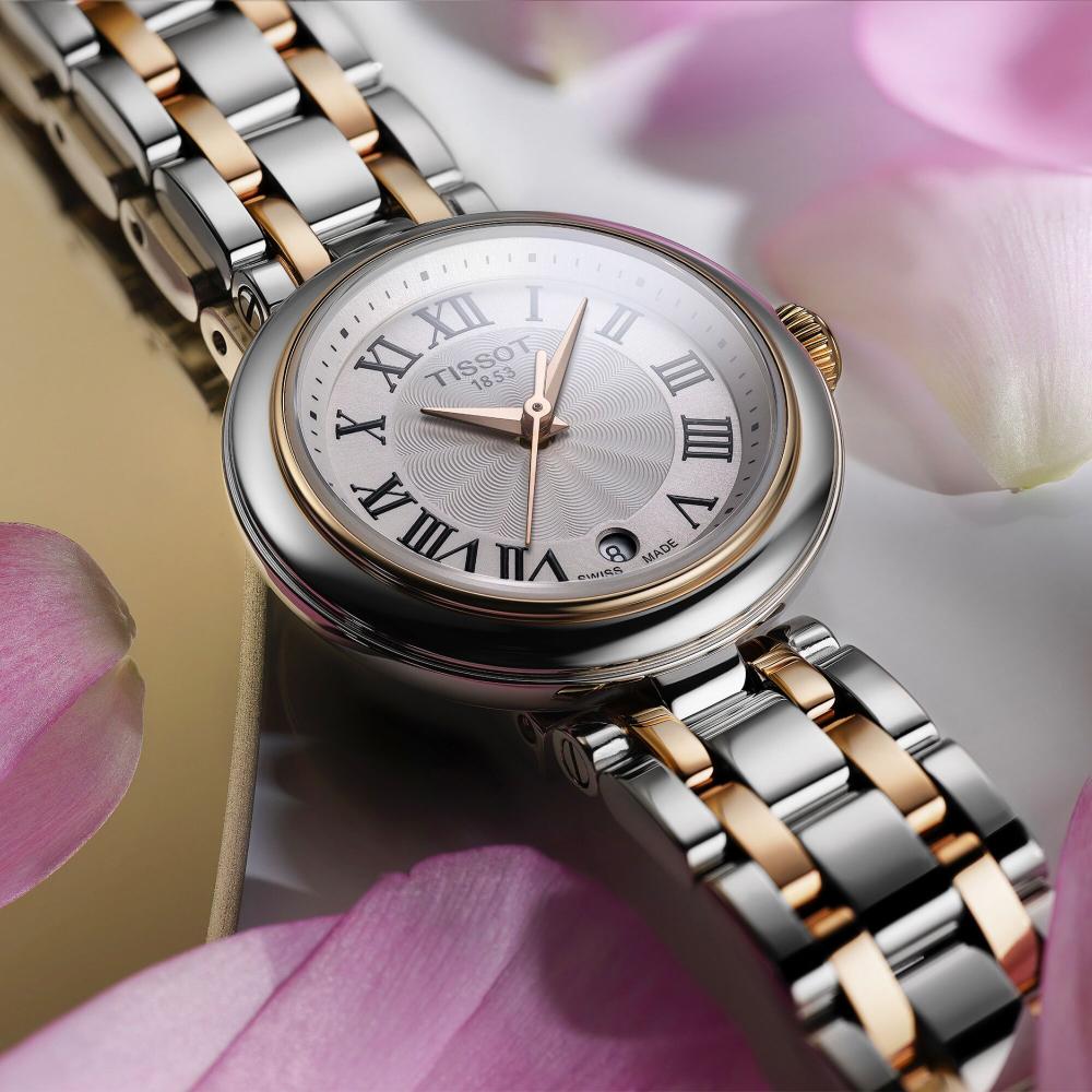 TISSOT Bellissima White Dial 26mm Two Tone Rose Gold Stainless Steel Bracelet T126.010.22.013.01 - 9