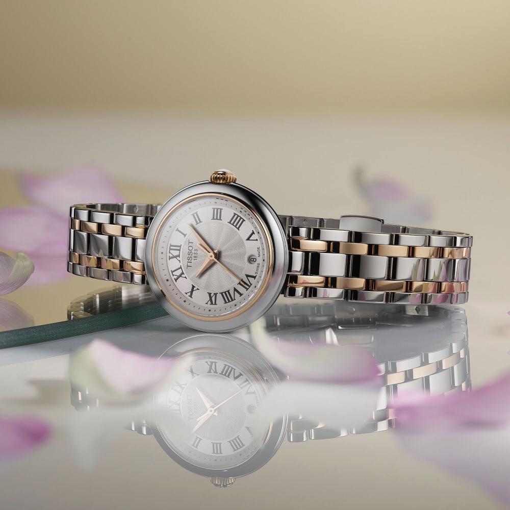 TISSOT Bellissima White Dial 26mm Two Tone Rose Gold Stainless Steel Bracelet T126.010.22.013.01 - 10