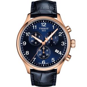 TISSOT XL Classic Chronograph Blue Dial 45mm Rose Gold Stainless Steel Blue Leather Strap T116.617.36.042.00 - 45942