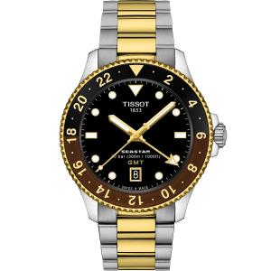 TISSOT Seastar 1000 Quartz GMT Black Dial 40mm Two Tone Gold Stainless Steel Bracelet T120.852.22.051.00 - 48211