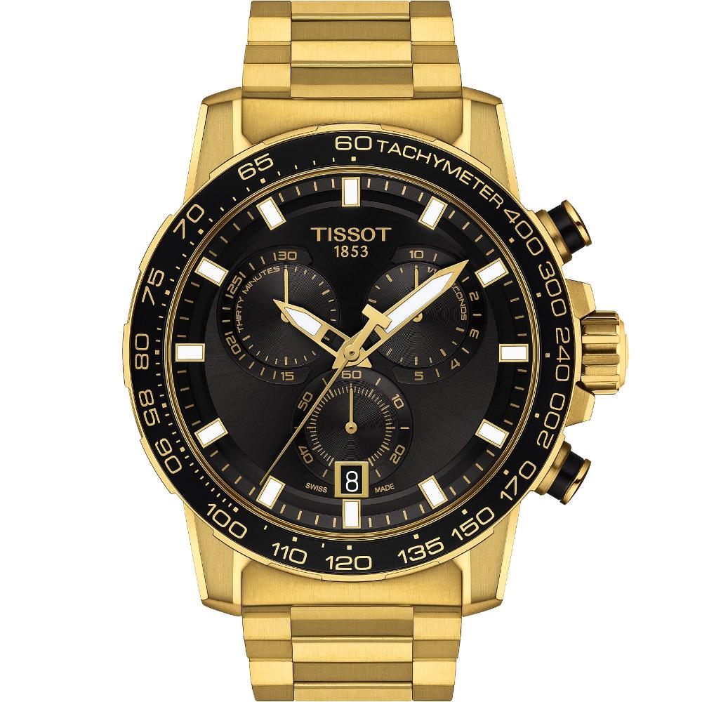 TISSOT Supersport Chronograph Black Dial 45.5mm Gold Stainless Steel Bracelet T125.617.33.051.01