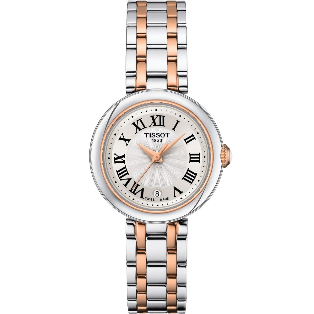 TISSOT Bellissima White Dial 26mm Two Tone Rose Gold Stainless Steel Bracelet T126.010.22.013.01