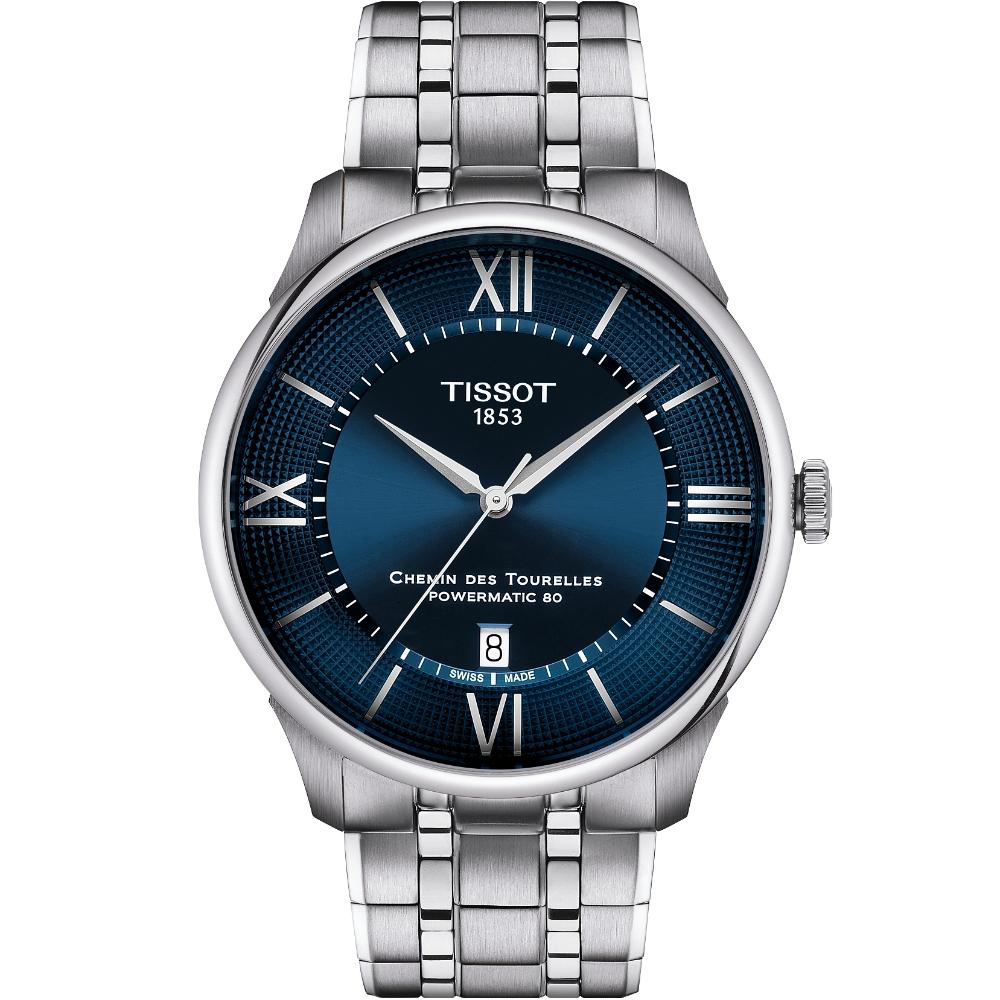 TISSOT Chemin Des Tourelles Powermatic 80 Blue Dial 42mm Silver Stainless Steel Bracelet T139.407.11.048.00