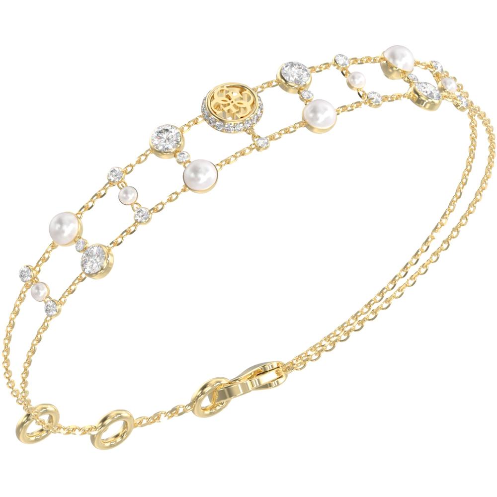 ΒΡΑΧΙΟΛΙ Tiny Pearly GUESS Jewellery από Επιχρυσωμένο Ανοξείδωτο Ατσάλι με Πέτρες Ζιργκόν και Μαργαριτάρια JUBB05512JWYGL