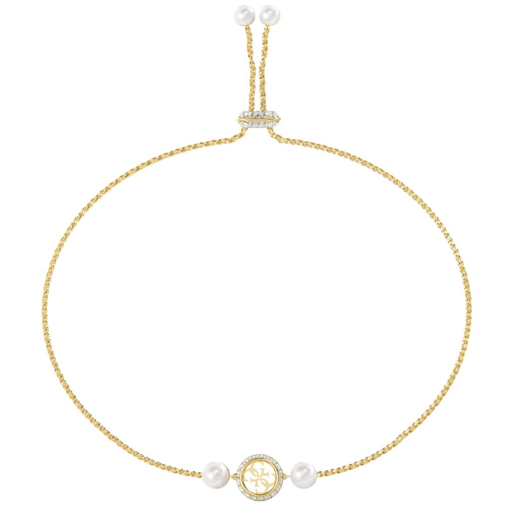 ΒΡΑΧΙΟΛΙ Tiny Pearly GUESS Jewellery από Επιχρυσωμένο Ανοξείδωτο Ατσάλι με Πέτρες Ζιργκόν και Μαργαριτάρια JUBB05520JWYGT/U