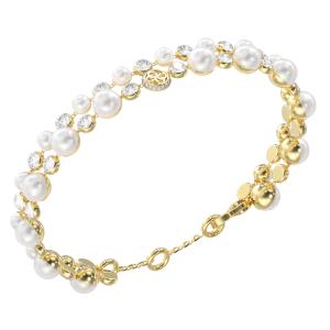 ΒΡΑΧΙΟΛΙ Tiny Pearly GUESS Jewellery από Επιχρυσωμένο Ανοξείδωτο Ατσάλι με Πέτρες Ζιργκόν και Μαργαριτάρια JUBB05577JWYGL - 62649