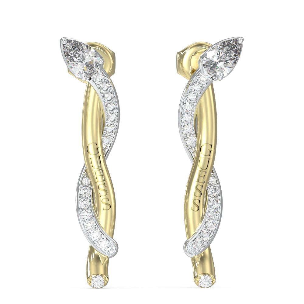 GUESS Jewellery Dangle Earrings Gold Plated and Silver Stainless Steel with Zircon Stones JUBEJUBE05070JWYGRHT/U