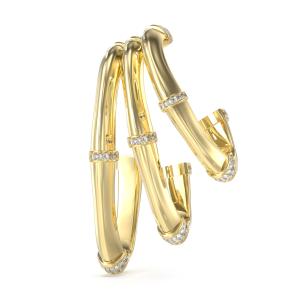 GUESS Jewellery Bamboo Hoop Earring Gold Plated Stainless Steel with Zircon Stones JUBE05169JWYGT/U - 56538