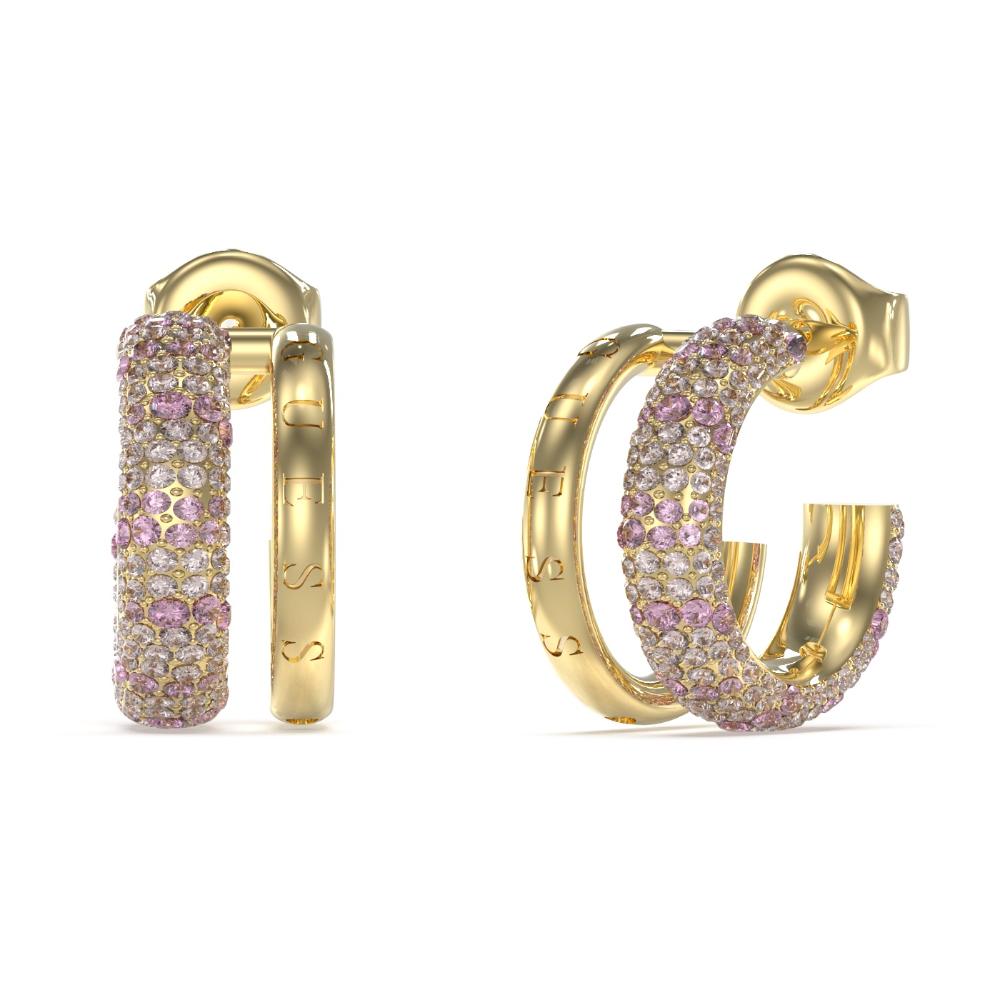 GUESS Jewellery Fabulous Me Hoop Earrings Gold Plated Stainless Steel with Zircon Stones JUBE05197JWYGLRT/U