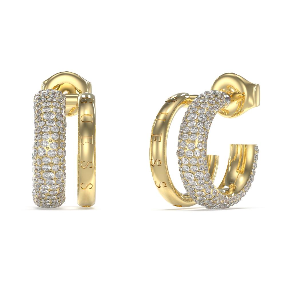 GUESS Jewellery Fabulous Me Hoop Earrings Gold Plated Stainless Steel with Zircon Stones JUBE05197JWYGT/U