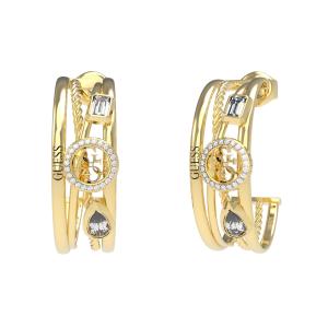 GUESS Jewellery 4G Light Hoop Earrings Gold Plated Stainless Steel with Zircon Stones JUBE05236JWYGT/U - 56555