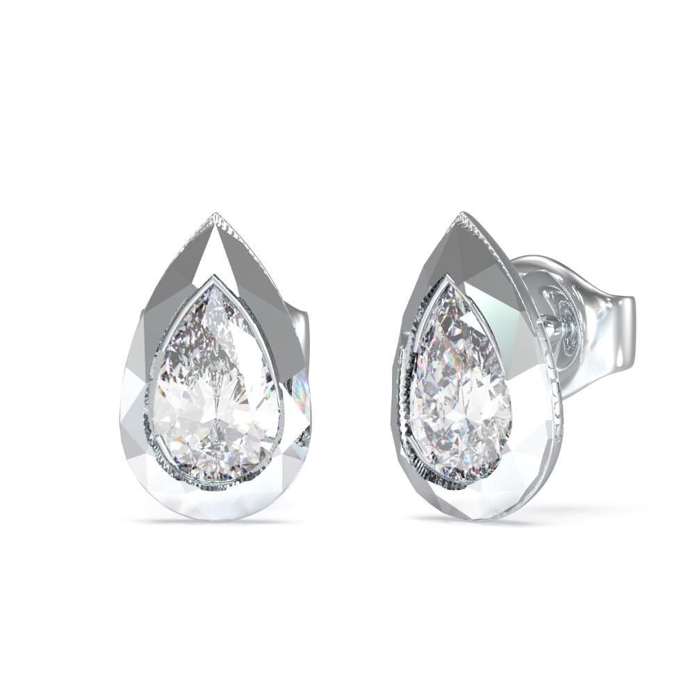 GUESS Jewellery 4G Light Solitaire Earrings from Stainless Steel with Zircon Stones JUBE05247JWRHT/U