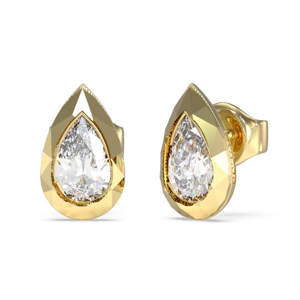 GUESS Jewellery 4G Light Solitaire Earrings from Gold Plated Stainless Steel with Zircon Stones JUBE05247JWYGT/U