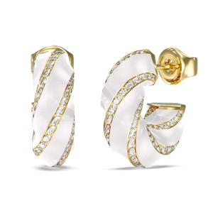 ΣΚΟΥΛΑΡΙΚΙΑ Le Mirage GUESS Jewellery Επιχρυσωμένο Ανοξείδωτο Ατσάλι και Πέτρες Ζιργκόν JUBE05383JWYGWHT/U - 62696