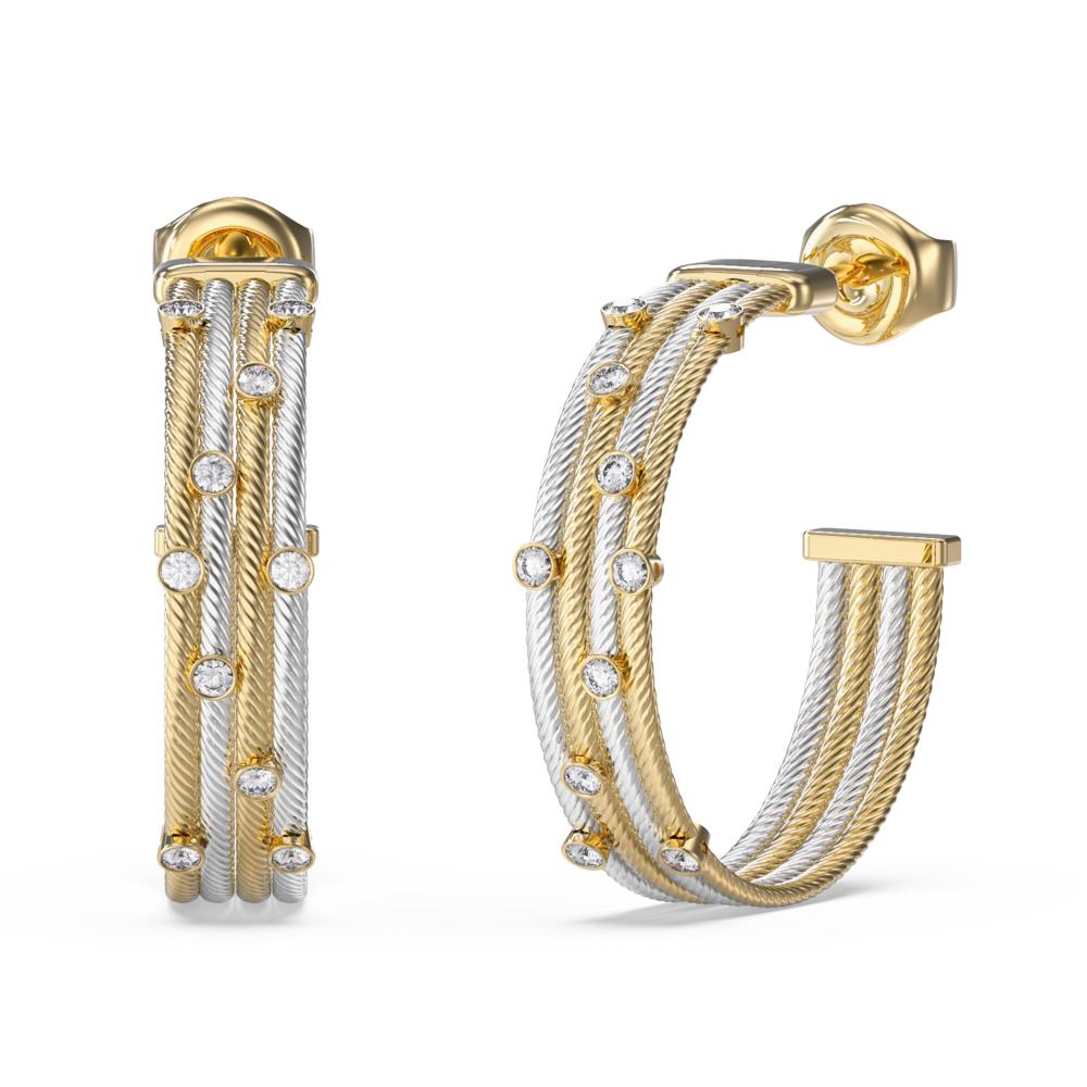ΣΚΟΥΛΑΡΙΚΙΑ Κρίκοι Kalybe GUESS Jewellery Επιχρυσωμένο και Επιπλατυνωμένο Ανοξείδωτο Ατσάλι με Πέτρες Ζιργκόν JUBE05386JWYGRHT/U