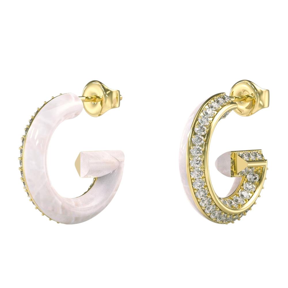 ΣΚΟΥΛΑΡΙΚΙΑ Πετράτα G Crystal GUESS Jewellery Επιχρυσωμένο Ανοξείδωτο Ατσάλι και Πέτρες Ζιργκόν JUBE05436JWYGWHT/U
