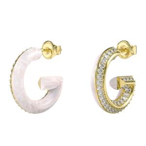 ΣΚΟΥΛΑΡΙΚΙΑ Πετράτα G Crystal GUESS Jewellery Επιχρυσωμένο Ανοξείδωτο Ατσάλι και Πέτρες Ζιργκόν JUBE05436JWYGWHT/U - 62723