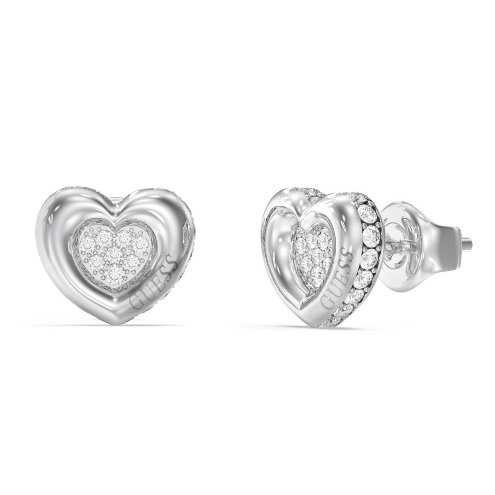 ΣΚΟΥΛΑΡΙΚΙΑ L.O.V.E. GUESS Jewellery Ασημί Ανοξείδωτο Ατσάλι με Πέτρες Ζιργκόν JUBE05466JWRHT/U