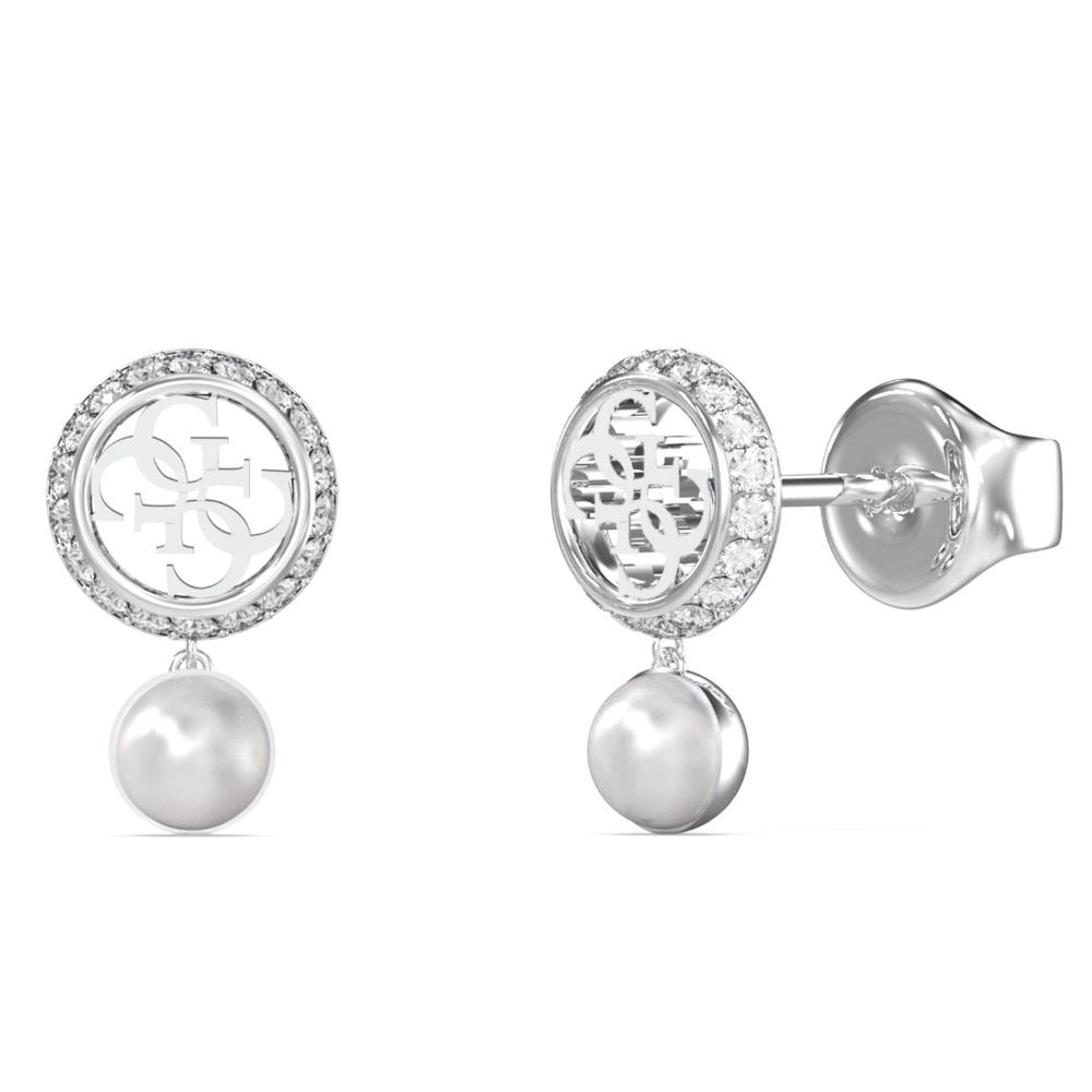 ΣΚΟΥΛΑΡΙΚΙΑ Tiny Pearly GUESS Jewellery Ασημί Ανοξείδωτο Ατσάλι με Πέτρες Ζιργκόν με Μαργαριτάρια JUBE05517JWRHT/U