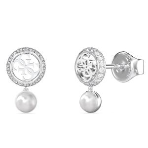 ΣΚΟΥΛΑΡΙΚΙΑ Tiny Pearly GUESS Jewellery Ασημί Ανοξείδωτο Ατσάλι με Πέτρες Ζιργκόν με Μαργαριτάρια JUBE05517JWRHT/U - 62762