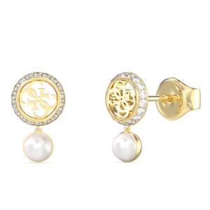 ΣΚΟΥΛΑΡΙΚΙΑ Tiny Pearly GUESS Jewellery Επιχρυσωμένο Ανοξείδωτο Ατσάλι με Πέτρες Ζιργκόν και Μαργαριτάρια JUBE05517JWYGT/U - 62765