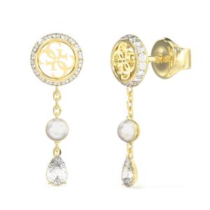 ΣΚΟΥΛΑΡΙΚΙΑ Tiny Pearly GUESS Jewellery Επιχρυσωμένο Ανοξείδωτο Ατσάλι με Πέτρες Ζιργκόν και Μαργαριτάρια JUBE05521JWYGT/U - 62771