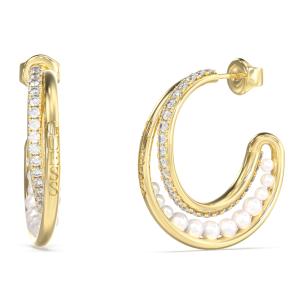 ΣΚΟΥΛΑΡΙΚΙΑ Κρίκοι Tiny Pearly GUESS Jewellery Επιχρυσωμένο Ανοξείδωτο Ατσάλι με Πέτρες Ζιργκόν και Μαργαριτάρια JUBE05524JWYGT/U - 62774
