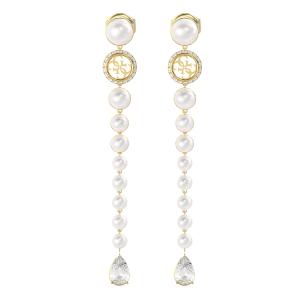 ΣΚΟΥΛΑΡΙΚΙΑ Κρεμαστά Tiny Pearly GUESS Jewellery Επιχρυσωμένο Ανοξείδωτο Ατσάλι με Πέτρες Ζιργκόν και Μαργαριτάρια JUBE05578JWYGT/U - 62789