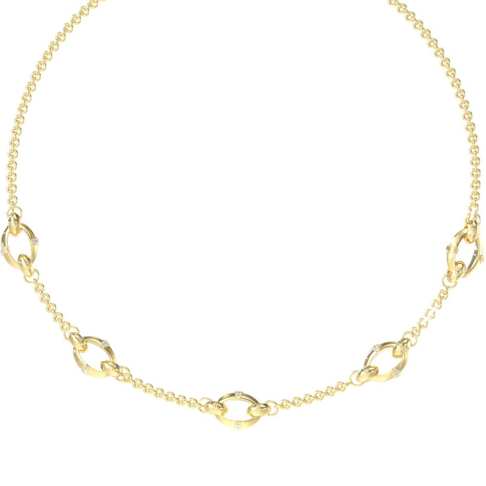 GUESS Jewellery Bamboo Necklace from Gold Plated Stainless Steel with Zircon Stones JUBN05167JWYGT/U