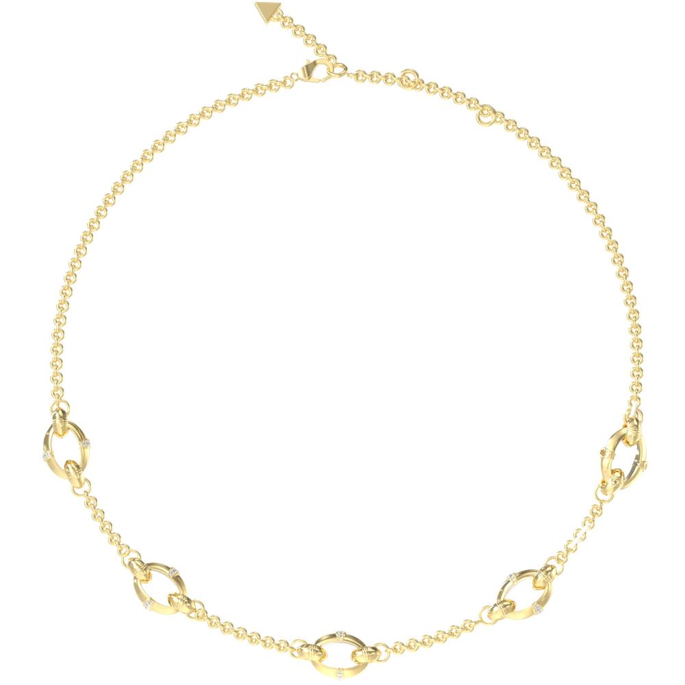 GUESS Jewellery Bamboo Necklace from Gold Plated Stainless Steel with Zircon Stones JUBN05167JWYGT/U