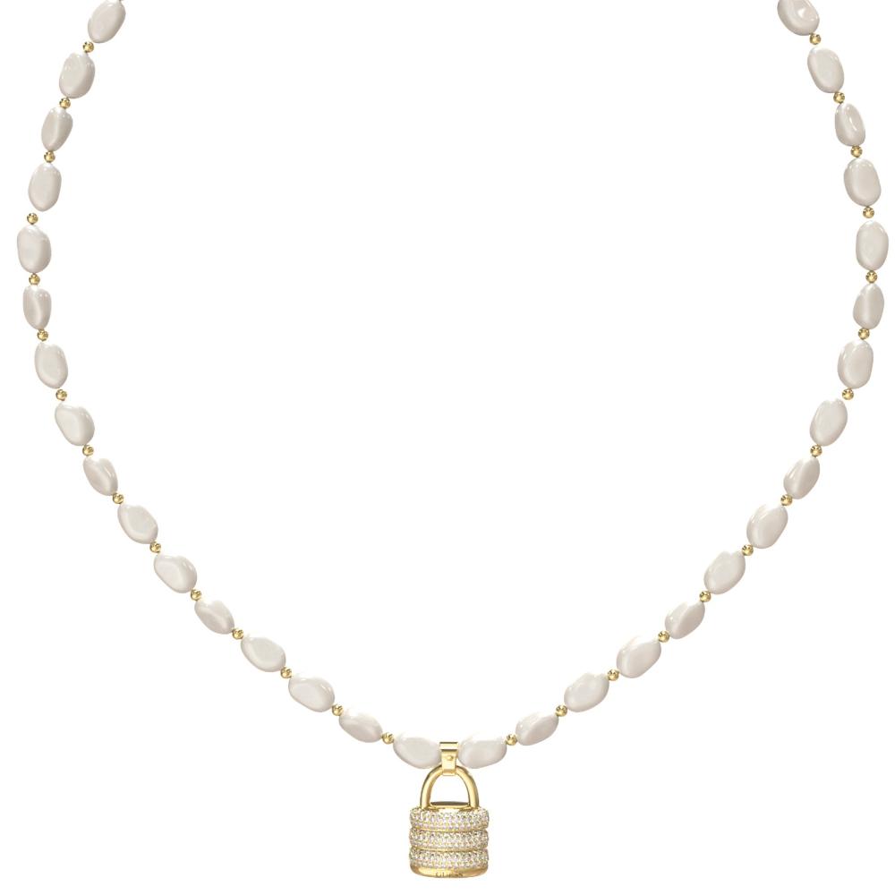 ΚΟΛΙΕ My Secret GUESS Jewellery από Επιχρυσωμένο Ανοξείδωτο Ατσάλι με Πέτρες Ζιργκόν και Μαργαριτάρια JUBN05405JWYGT/U