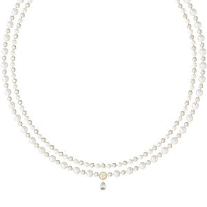 GUESS Jewellery Tiny Pearly Necklace from Gold Plated Stainless Steel with Zircon Stones and Pearls JUBN05576JWYGT/U - 62493