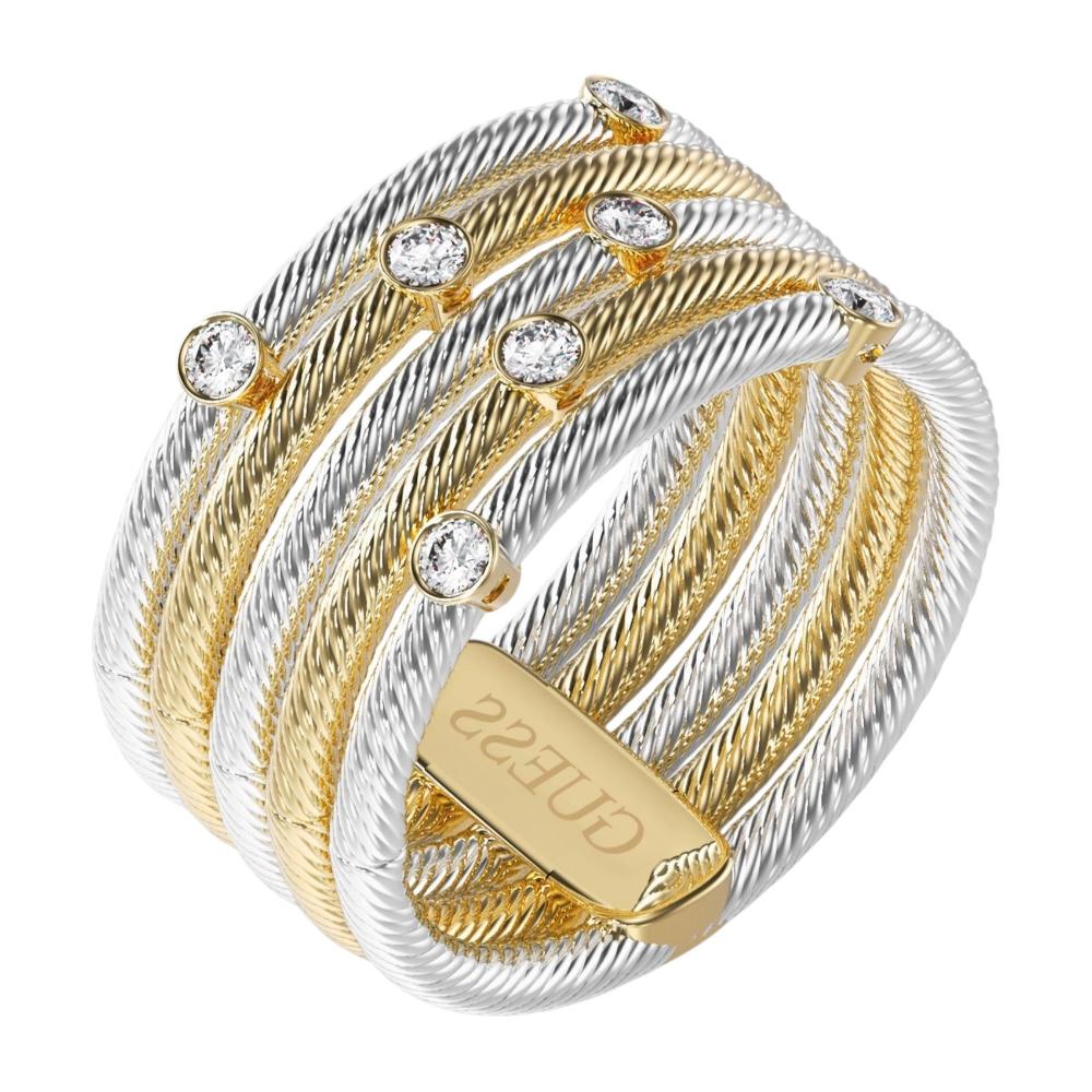 GUESS Jewellery Ring from Gold Plated and Platinum Plated Stainless Steel with Zircon Stones JUBR05388JWYGRH56