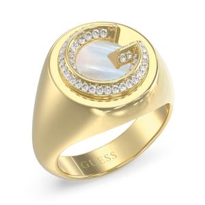 GUESS G Crystal Jewellery Ring from Gold Plated Stainless Steel with Zircon Stones JUBR05439JWYG56 - 62515