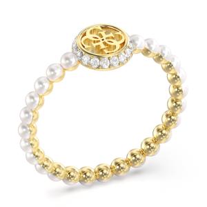GUESS Tiny Pearly Jewellery Ring from Gold Plated Stainless Steel with Zircon Stones and Pearls JUBR05522JWYG56 - 62523