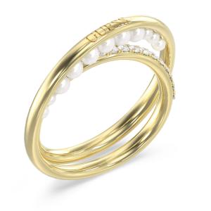 GUESS Tiny Pearly Jewellery Ring from Gold Plated Stainless Steel with Zircon Stones and Pearls JUBR05525JWYG52 - 62527