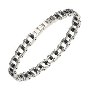 GUESS Jewelry Bracelet for Him Black and Silver Stainless Steel JUMB04410JWSTGMT/U - 62533